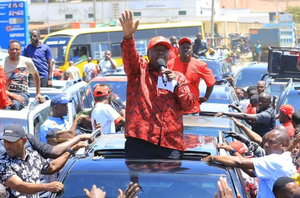 A file photo of Jubilee's Fred Matiang'i addressing a crowd in Bomet.